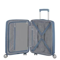American Tourister Soundbox Spinner 55 Expandable Stone Blue -Verkoop Reisopslag image 22
