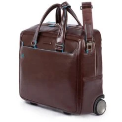 Piquadro Black Square Briefcase With Wheels Brown -Verkoop Reisopslag image 2374
