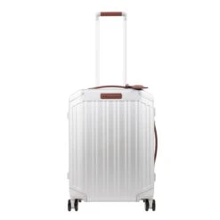 Piquadro Alu Slim 4 Wheel Cabin Trolley Grigio / Cuoio